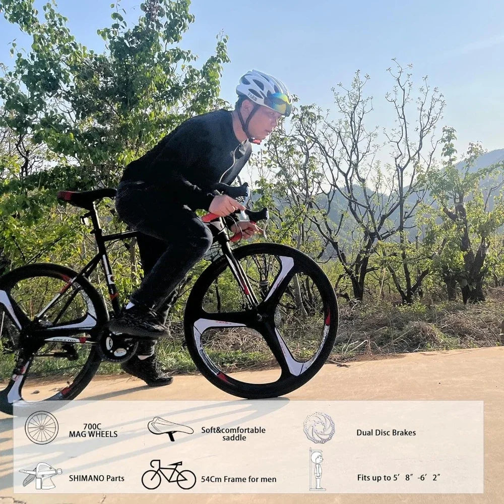 Road-Bike 21-Speed Disc-Brake 700C Wheels Adult Cycling