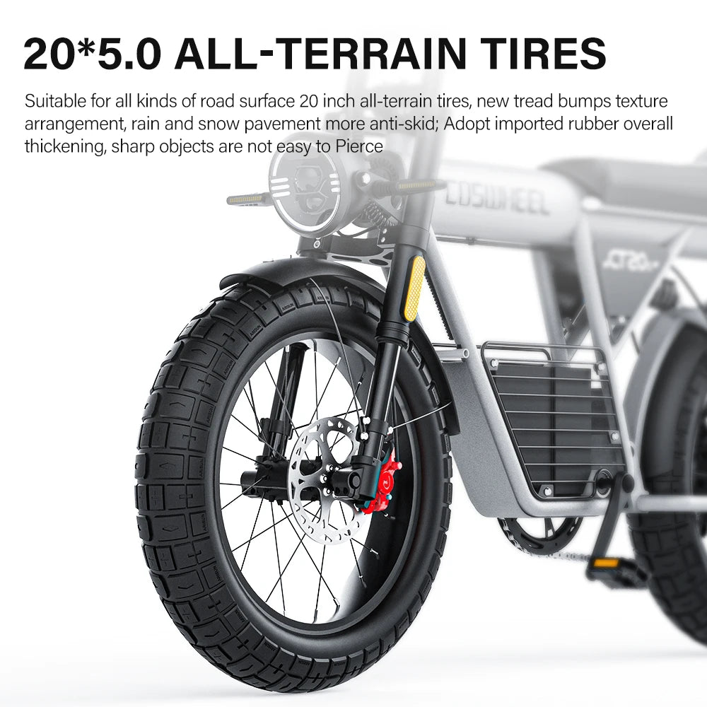 Electric Bike Motorcycle E-bike 20Inch Fat-Tire Bicycle 2000W-60V-27.5AH Battery