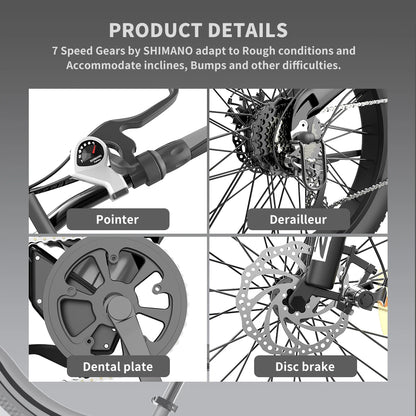 48V-15Ah  E-bike 26-Inch Fat-Tire Electric Mountain Bicycle