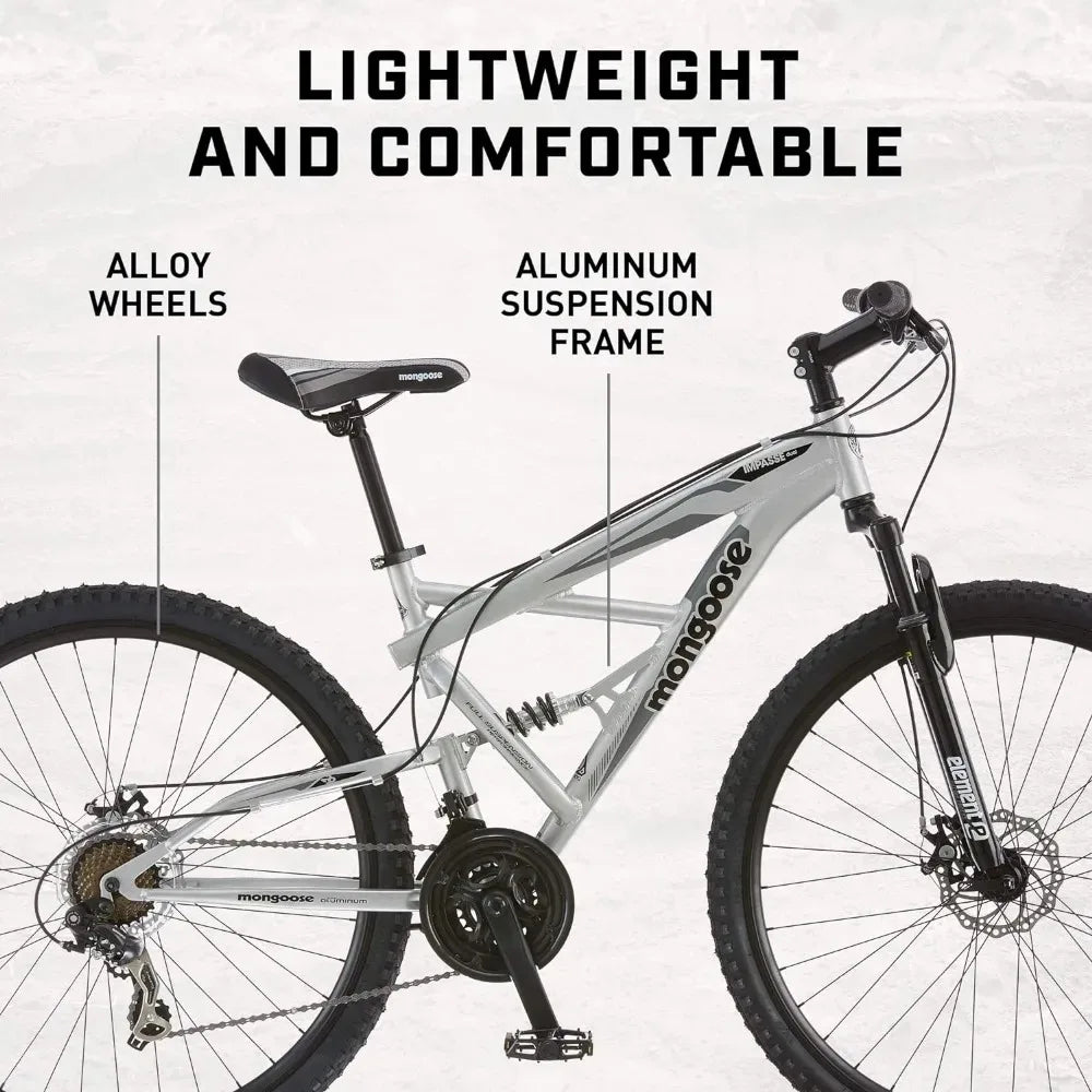 Full-Suspension Mountain Bike18-Inch Aluminum Frame, 29-Inch