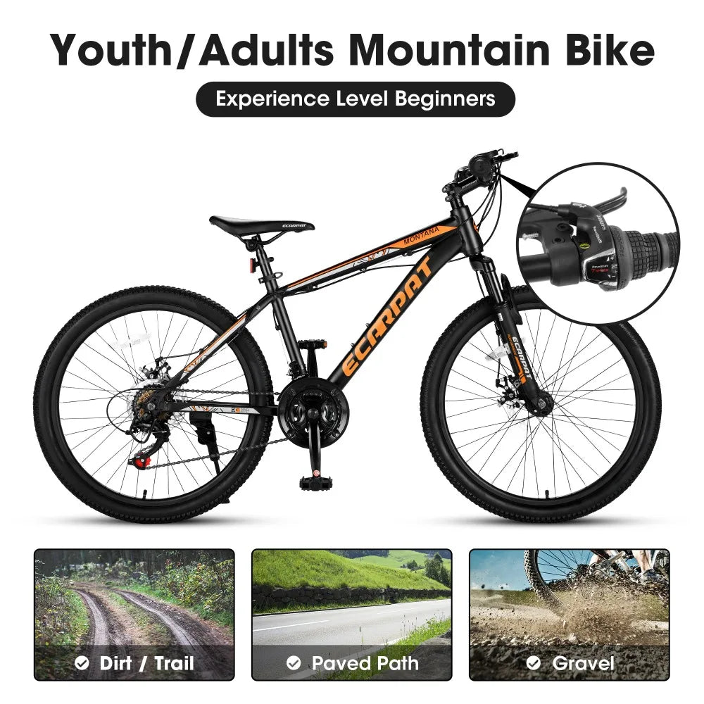 Bike 24-Inch Mountain Bicycle for Adults 21-Speed