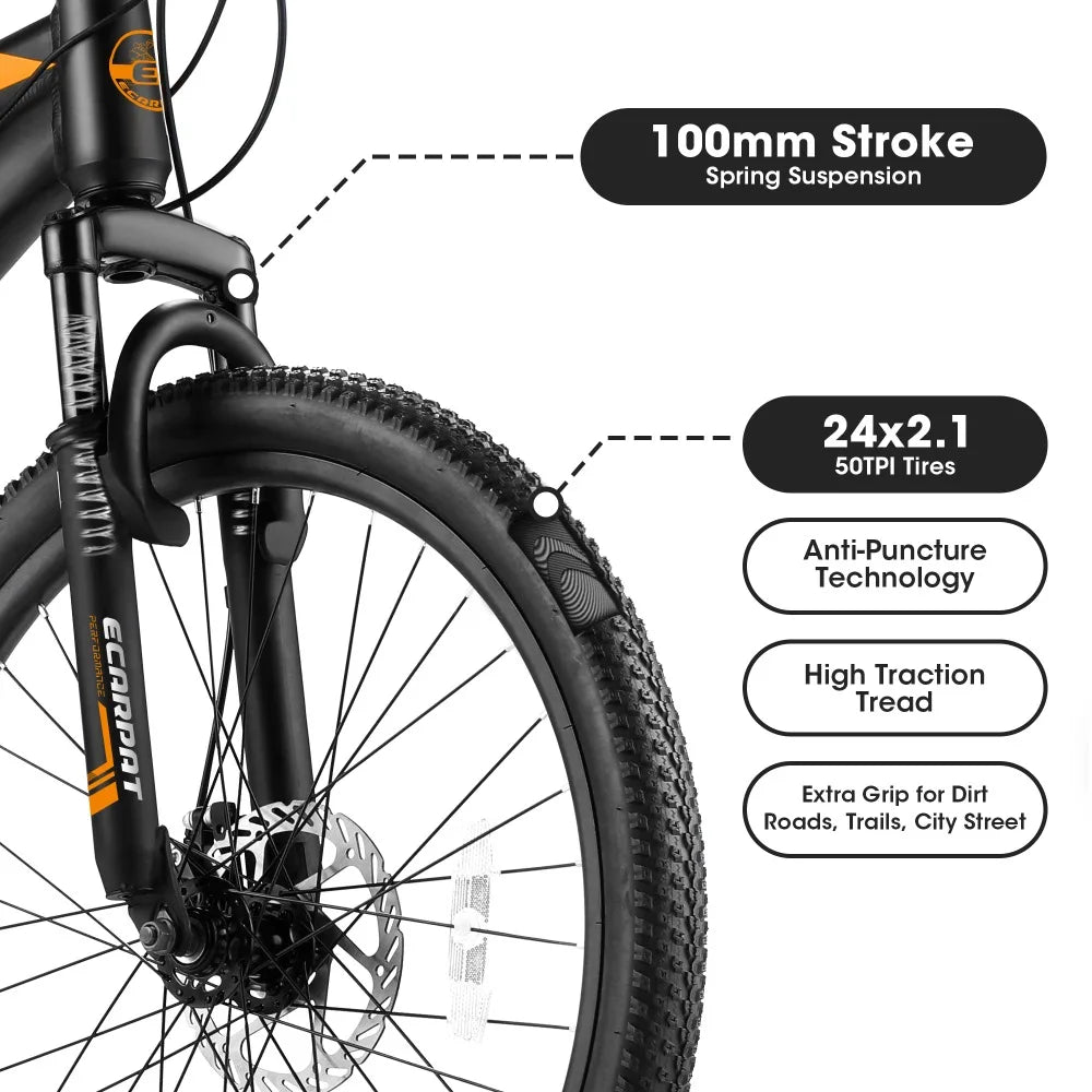 Bike 24-Inch Mountain Bicycle for Adults 21-Speed