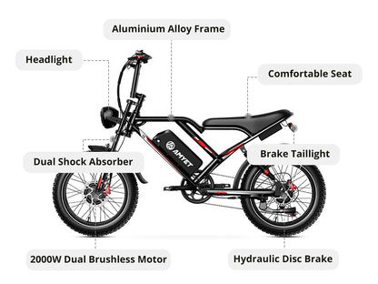 Electric Bicycle 2000W-48V-25AH Dual-Motor Mountain Moped E-bikes