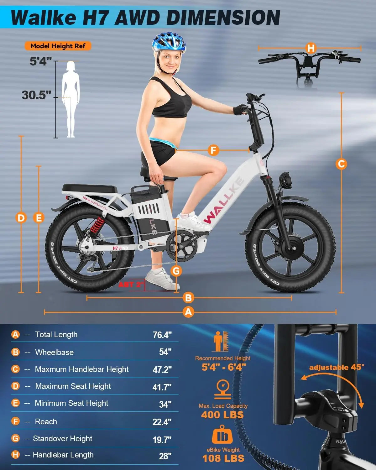 Electric Bike 40Ah/60Ah-1000W/2000W E-bike 20-Inch Fat-Tire 31/34MPH