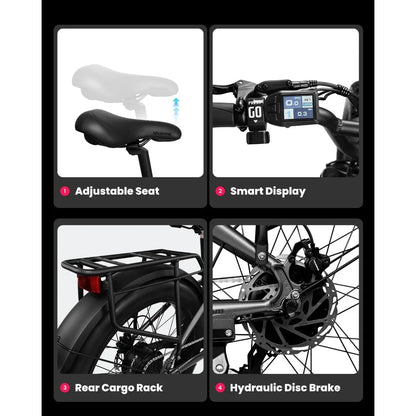 Electric Bike 26"X4.0" Fat-Tire E-bike 28MPH 7-Speed