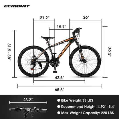 Bike 24-Inch Mountain Bicycle for Adults 21-Speed