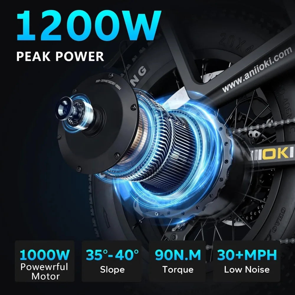 Electric Bikes 52V-60AH-1200W/1400W/1600W Peak Power 30+MPH E-Bike