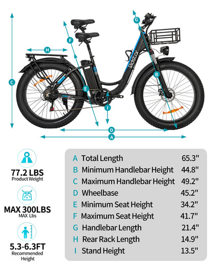 Electric Bicycle 48V-1500W-20AH 26-Inch-Fat-Tires Men Mountain Snow